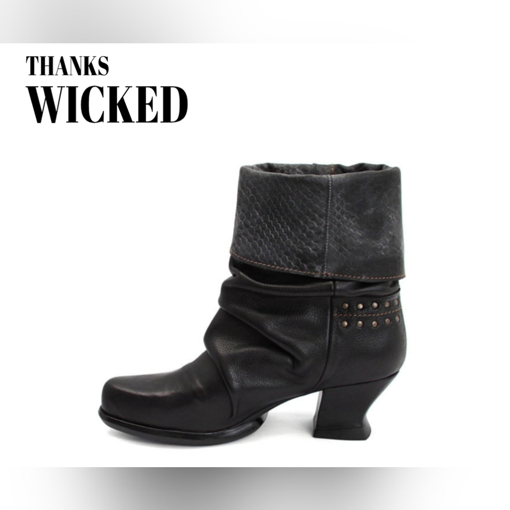 Fluevog Thanks Wicked Black Ankle Boots